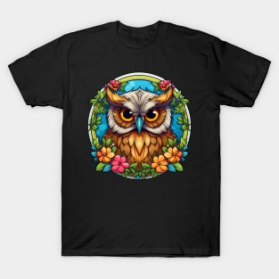 Owl Floral Flowers T-Shirt